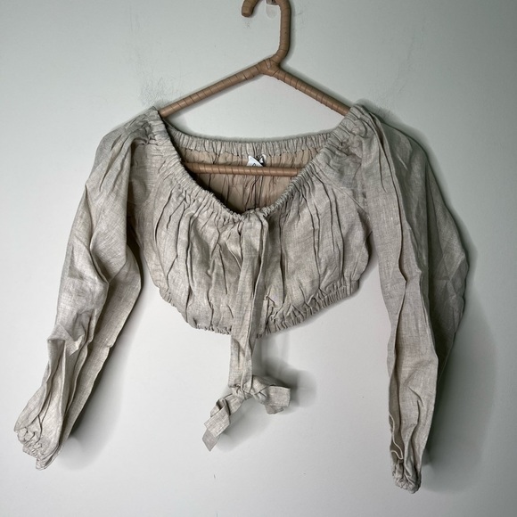 Dissh Ginny White Linen Crop Top 6 - Picture 7 of 7